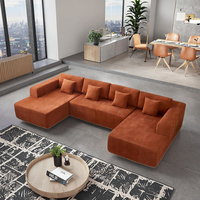 Style scandinave grand canapé modulaire haute densité mousse chenille tissu velours lit d'angle pour centre commercial salle à manger compression minimaliste