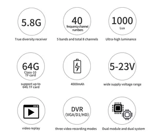 Professional 5 Inch <b>IPS</b> FPV <b>IPS</b> Monitor VTX 40CH 5.8G Diversity Receiver Built-in DVR 4000mAh Battery 1000Lux Sunlight Readable - Product Image 5
