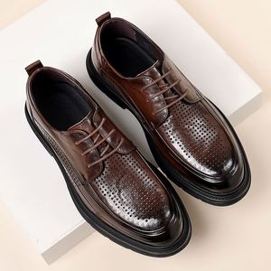 Summer Autumn New Men's <b>Height</b> <b>Increasing</b> Casual Business Sandals Cow Leather Upper Waterproof Anti-Slip <b>Shoes</b> - Product Image 1