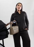 Tas Bayi Portabel Vegan Kulit Sintetis Model Bohemian dengan Lapisan Neoprena, Kantong Handuk dan Ponsel, Organizer Popok untuk Ibu
