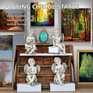 Statue d'ange chérubin en prière 3D à succès, figurine <span class=keywords><strong>de</strong></span> gardien agenouillée, ailes d'église, résine, <span class=keywords><strong>fibre</strong></span> <span class=keywords><strong>de</strong></span> <span class=keywords><strong>verre</strong></span>, décoration intérieure, commerce - Product Image 2