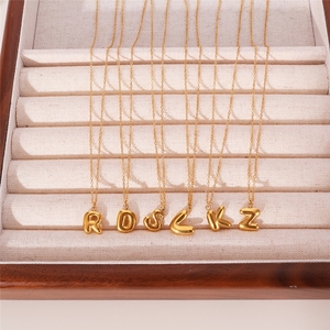 Collana con Ciondolo a Lettera Iniziale a Bolla Lucida Placcata <span class=keywords><strong>Oro</strong></span> 18K, Piccola, a Forma di Palloncino, con 26 Lettere, Gioielli Fai da Te - Product Image 2