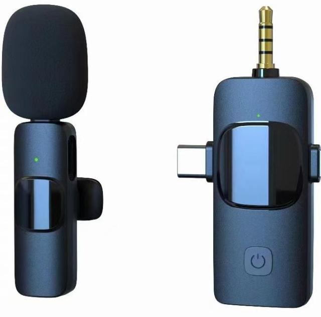 K15 Mini Mic Dynamic Wireless Lavalier Recording Lapel Microphone 3 in 1 with Noise Reduction for Podcasting Made of Metal