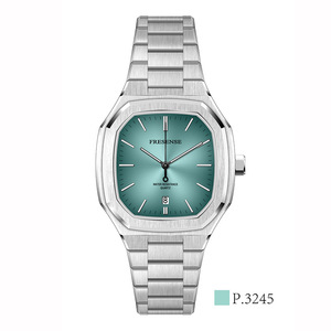 Reloj para hombre con correa de acero genuino de alta calidad, moderno y a la moda, con calendario, esfera azul hielo, movimiento de cuarzo, personalizado - Product Image 4