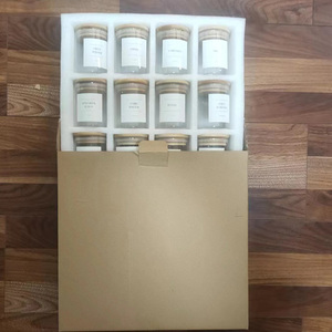 200ml 12 cái Bộ lưu trữ chai lọ thủy tinh rõ ràng gia vị lưu trữ cổ điển <span class=keywords><strong>container</strong></span> với kín nắp tre - Product Image 3