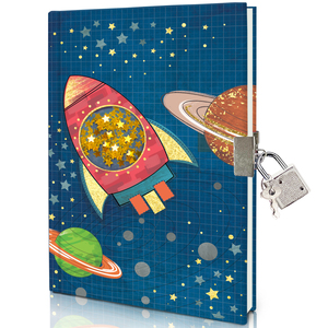 Carnet de notes secret Rocket Cute Diary avec serrure et clé, cadeaux <span class=keywords><strong>d</strong></span>'anniversaire pour garçons - Product Image 1
