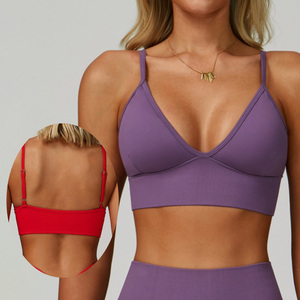 Sujetador Deportivo YIYI de Verano con Doble Tirante, Sin Costuras, Espalda Descubierta, Secado Rápido, para Mujer, con Soporte Alto, Relleno en el Pecho, Efecto Push-Up, para Fitness - Product Image 3