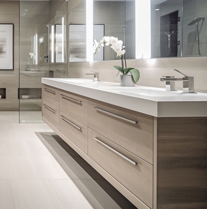 Sang trọng bằng gỗ Bảng điều chỉnh phòng tắm Vanity nội thất tủ với gương rử<span class=keywords><strong>a</strong></span> lưu vực cho khách sạn phòng tắm - Product Image 4