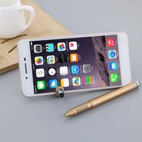 Gran oferta promocional OEM logotipo personalizado 0,5mm bolígrafos de gel de plástico soporte para teléfono móvil bolígrafo para escritura suave