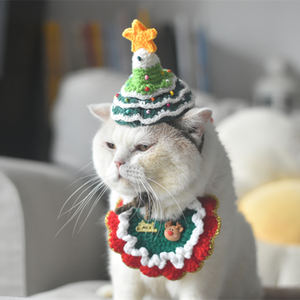 Chapeau d'anniversaire de chat tricoté broche écharpe <span class=keywords><strong>chien</strong></span> robe de fête d'anniversaire animal de compagnie chapeau de Noël bandeau décoration - Product Image 5