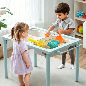Kids Play Activity <b>Table</b> Indoor Sensory <b>Table</b> Toddlers Wooden Activity <b>Table</b> with Storage Bins - Product Image 2