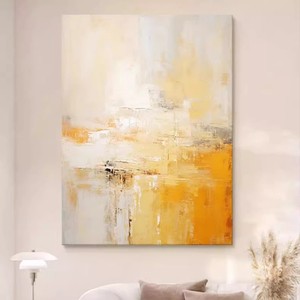 Hand Painted Oil Canvas Abstract Art Warm Colors Rectangle Minimalist Wall Decor for Living Room Bedroom Entryway - Product Image 2