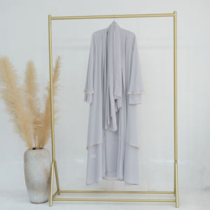 3個セットドレスメーカーラマダンスタイルドバイアバヤ卸売業者イスラム教徒アバヤ高級マキシドレスラインストーンアバヤ付き - Product Image 5