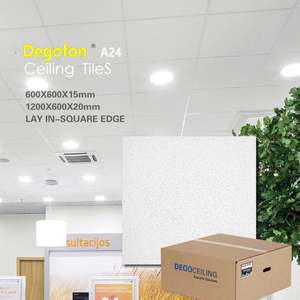 Panel acústico Celotex <span class=keywords><strong>tabique</strong></span> amortiguador de ruido 60*60cm tablero de techo de vidrio de lana de roca - Product Image 5