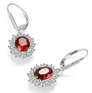 YFN Bijoux En Gros 925 En Argent Sterling Prong Réglage Rubis <span class=keywords><strong>Dangle</strong></span> Boucles D'oreilles - Product Image 2