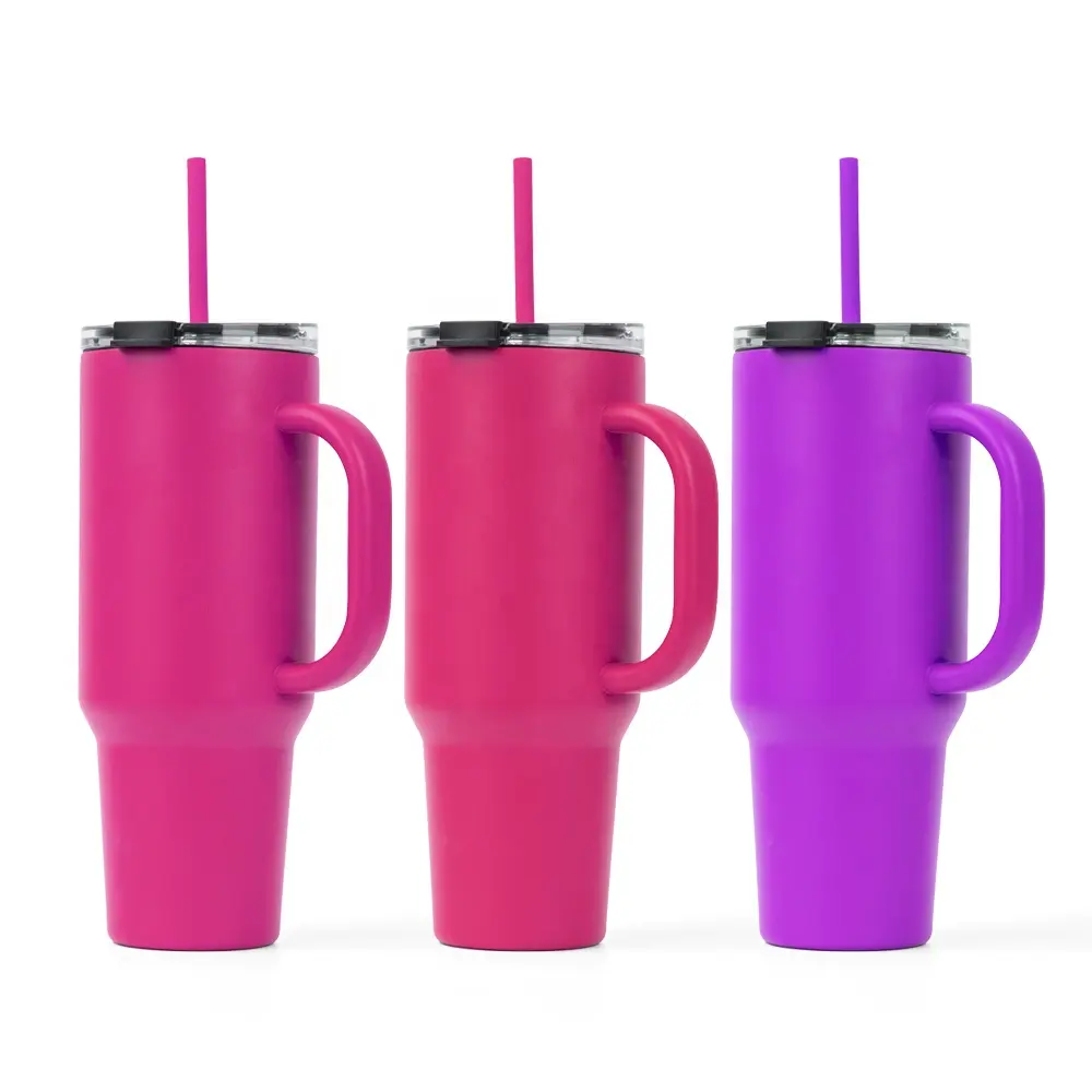 Nova Chegada Spill Proof Travel Mug Aço Inoxidável Isolado Tumbler 40oz Tumbler Com Alça E Palha