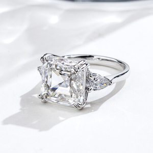 Bague de fiançailles Messi Jewelry MSR-2152 en or 18 carats avec diamant de laboratoire taille Asscher - Product Image 2