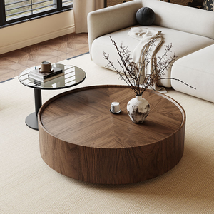 Ensemble de table basse en bois de noyer massif de style italien luxueux, style traditionnel élégant, meubles de salon modernes, respectueux de l'environnement - Product Image 3