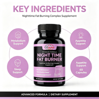 Capsules brûle-graisses nocturnes en gros pour femmes - Stimulant naturel du métabolisme, coupe-faim et aide au sommeil