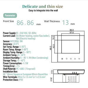 Termostato de calefacción inteligente <span class=keywords><strong>Beca</strong></span>, pantalla TFT a Color, pantalla de interfaz Dual, controlador de temperatura cuadrado para uso hospitalario - Product Image 5