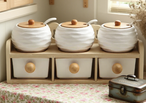 Dễ thương sứ Muối đường gia vị hạt tiêu lọ Set gốm lưu trữ nhà bếp gia vị hộp gia vị <span class=keywords><strong>container</strong></span> cho Đảng - Product Image 5