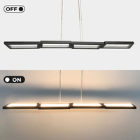 Nouvelle lampe suspendue LED carrée réglable en hauteur, style italien moderne et minimaliste, en acier et acrylique, noire, garantie 2 ans, pour chambre à coucher