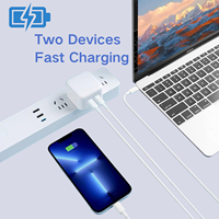 Chargeur rapide double USB-C 35W, prise EU, adaptateur mural 2 ports Type-C PD, bloc de charge mini coloré pour iPhone Samsung OEM