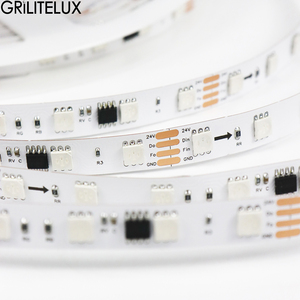 Bande LED RGB adressable 5050 SM16703 60 LED/m 20 pixels contrôlés individuellement sans points noirs DC12V/24V Bande lumineuse flexible - Product Image 2