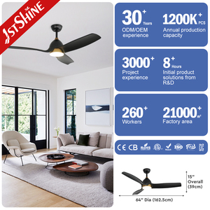 Ventilador de techo Led 1stshine, habitación grande 3, madera maciza, diseño dorado y negro, iluminación LED de 64 pulgadas, ventilador de techo grande - Product Image 3