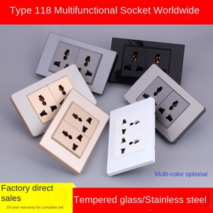 เต้าเสียบไฟฟ้าอเนกประสงค์วัสดุกระจกนิรภัยสีทองสีขาวสีดำสีเทา - Product Image 5