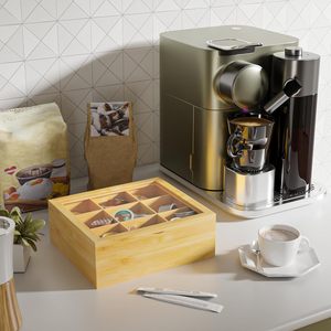 शीर्ष ग्लास पेंट लकड़ी के भंडारण के साथ हस्तनिर्मित प्राकृतिक बांस चाय बॉक्स रसोई के लिए आवश्यक - Product Image 2