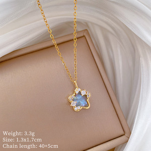 Chaîne en acier inoxydable mignon brillant résine Zircon étoile pendentif colliers pour femmes filles joli collier accessoires bijoux cadeaux - Product Image 6