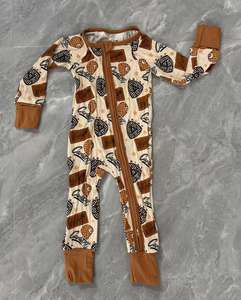 Kinderkleidung Großhandel Ropa De Niño Babykleidung Strampler mit Reißverschluss Weicher Baby-Bambus-Strampler Boutique Maßgeschneiderte Babykleidung - Product Image 1