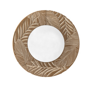 Espejo de pared redondo tallado retro con marco de madera hecho a mano, estilo rústico para entrada, dormitorio, baño. - Product Image 5