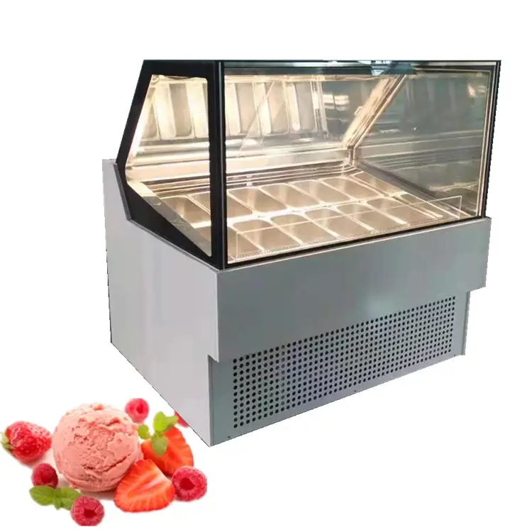 新しいデザインの豪華な直角アイスクリームディスプレイ冷凍庫/ジェラートショーケース
