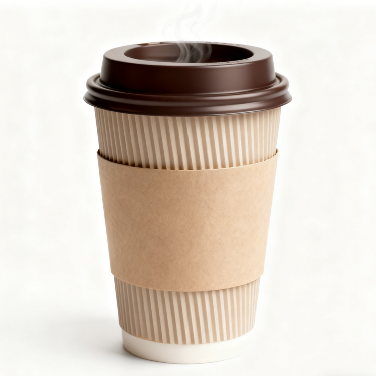 Biodegradable Kraft Paper Cup with Lid Customized Printing logo Food Packaging Takeaway Hot Coffee Paper Cup