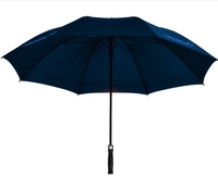 Parapluie de golf semi-automatique de 23 pouces à manche droit pour usage professionnel et promotionnel, en tissu anti-UV imprimé, idéal pour l'extérieur.