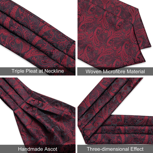 Conjunto de Corbata Ascot de Poliéster con Diseño Paisley para <span class=keywords><strong>Hombre</strong></span>, Corbata Sólida, Anillo para Corbata, Cravat para Boda, Pañuelo de Bolsillo Morado y Gemelos - Product Image 5