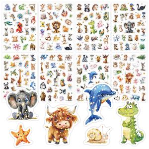<span class=keywords><strong>Feuille</strong></span> d'autocollants scintillants animaux de dessin animé mignons, autocollants laser holographiques étanches pour la papeterie des enfants et les grossistes - Product Image 1