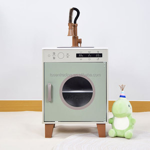 Lavadora y Fregadero de Juguete de Madera para Niños, Color Verde Salvia, Marca Laontessundry, con Grifo Realista y Pantalla Digital - Product Image 3