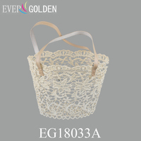 22X11X19CM Meilleure vente Panier de demoiselle d'honneur, Sac de shopping en dentelle pour femme, Sac de plage, Sac alimentaire, en polyester tissé imperméable personnalisé, à double poignées
