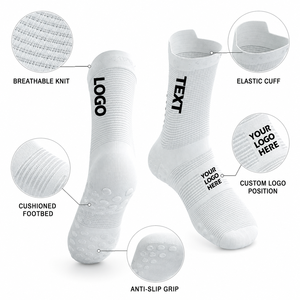 Chaussettes de sport personnalisées à faible MOQ avec logo, conception gratuite, chaussettes athlétiques de course et de cyclisme personnalisées, vente en gros, chaussettes mi-mollet à marque privée - Product Image 5