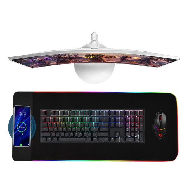 Customised Large XL Gaming Mousepad RGB LED Wireless Charger Mousepads with Printed Logo Quality Product in Stock