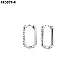 Amy Amy <b>Huggie</b> Earrings Rhodium Plated Crystal Geometric Women's Party Jewelry 10mm - Product Image 2