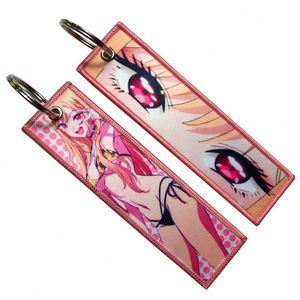 Fashion Fabric Keychain <b>Key</b> Fob Wholesale Remove Before Woven Logo <b>Custom</b> Anime Flight Sublimation Jet Tag - Product Image 2