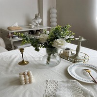 Style français 100% coton blanc fleur dentelle nappe fête de mariage frais lumière luxe pur coton nappe décoration de la maison
