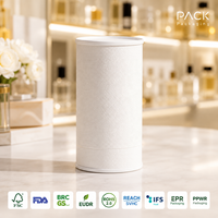 En Stock: Set de Envase de Perfume de 50 ml con Tubo de Papel, Listo para Enviar, Caja Cilíndrica Blanca con Aspecto de Cuero, Tubo de Perfume FSC