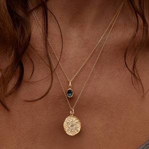 Collier pendentif en zircon tendance géométrique en laiton pour femme, <span class=keywords><strong>pierre</strong></span> de naissance de juillet, chaîne à maillons plaquée or, anniversaire - Product Image 5