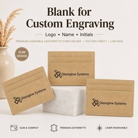Porte-cartes en similicuir gravable au laser avec clip, gravure personnalisée du logo, porte-cartes de visite en cuir, porte-cartes de crédit fin