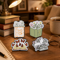 Broches en émail pour les amoureux des livres : designs livre ouvert, papillon, croix, empilables – Cadeau pour lecteur, bibliothécaire, passionné de livres – Vente en gros